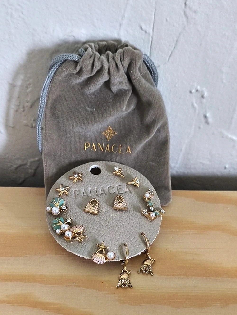 Panacea Sea Life Set of 7 Assorted Stud Earrings Gold & Blue Earring Collection